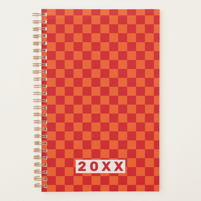 Agenda Retro Red Orange Checkerboard 2026 (Frente)