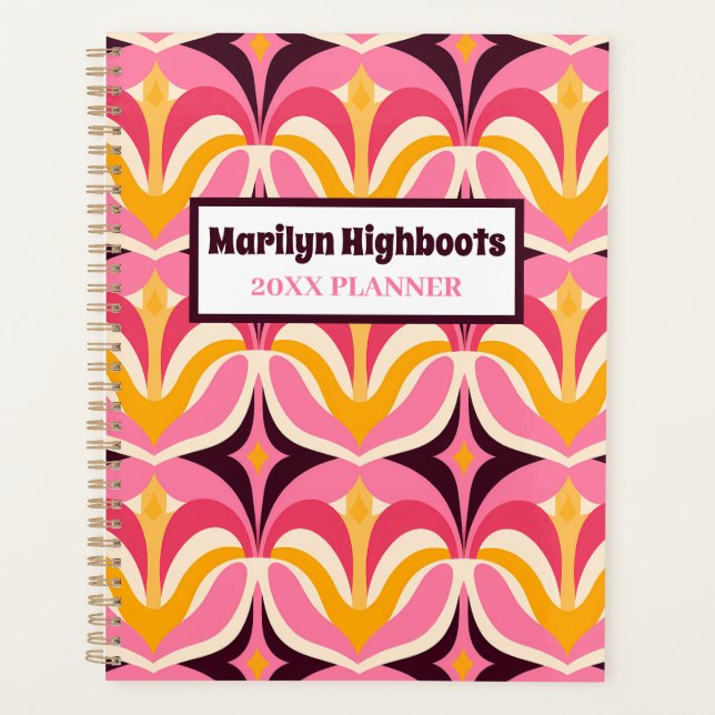 Agenda Retro Rosa e Amarelo (Frente)