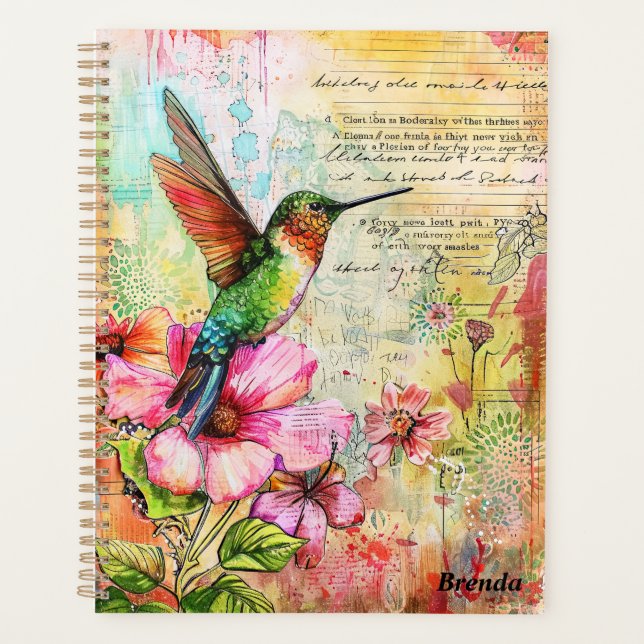 Agenda Retro Watercolor Hummingbird (Frente)