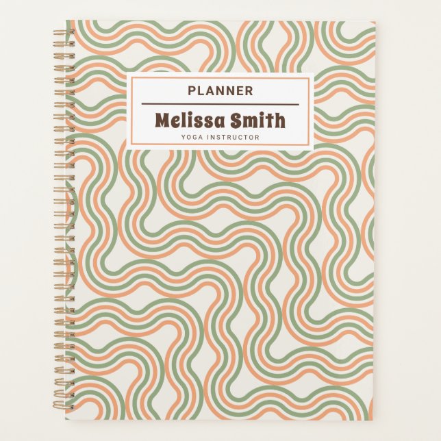 Agenda Retro Wavy Abstract Pattern Professional Planner (Frente)