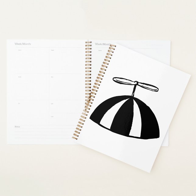 Agenda Retrorropropulsor Beanie Whimsical Black and White (Criador carregado)