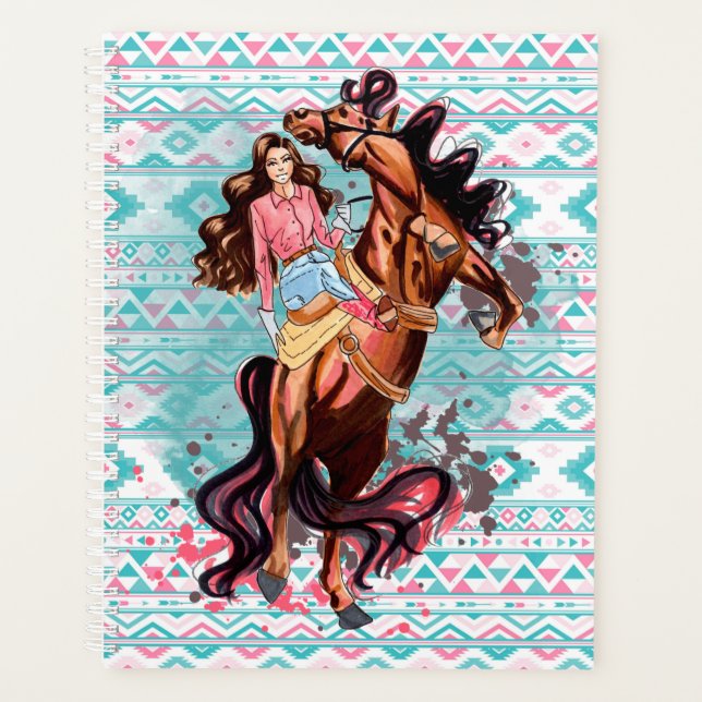 Agenda Rhinestone Cowgirl Horse Themed Planner (Frente)