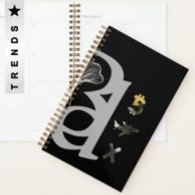 RICH Planner Trend Abstrato Art Black White Dourad