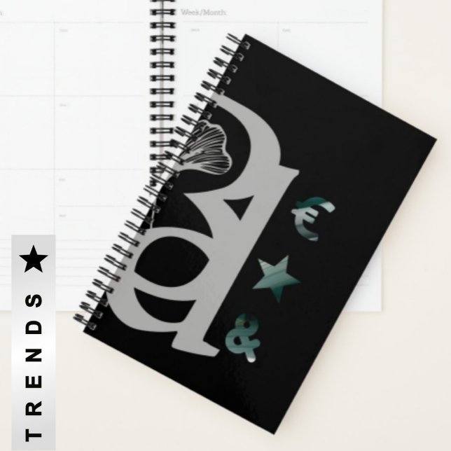 Agenda RICH Planner Trend Abstrato Art Black White Verde (Criador carregado)
