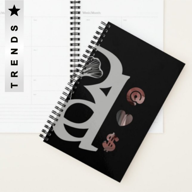 Agenda RICH Planner Trend Abstrato Black White Powdery (Criador carregado)