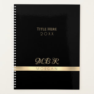 Agenda RICO Dourado Monograma & Nome, Título, Preto