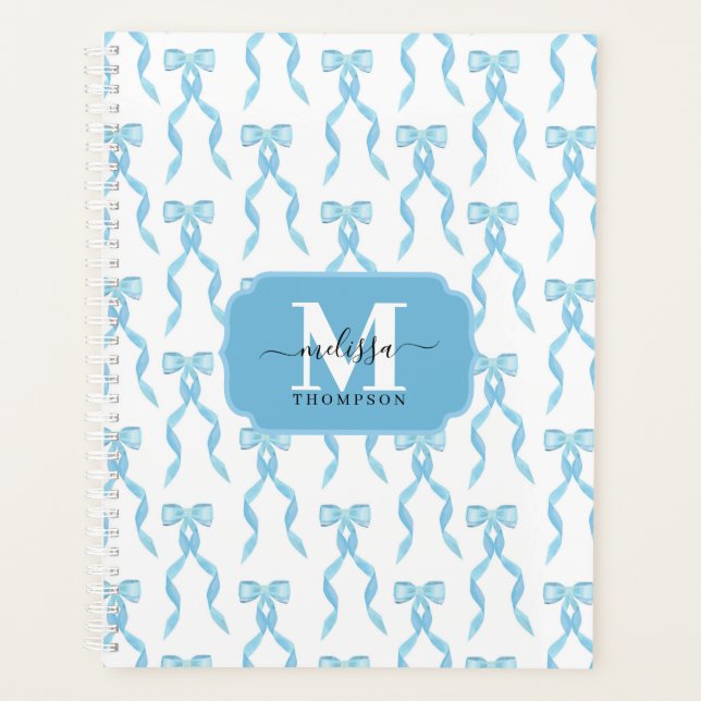Agenda Rico Watercolor Blue Arco Monogramas Casamento (Frente)