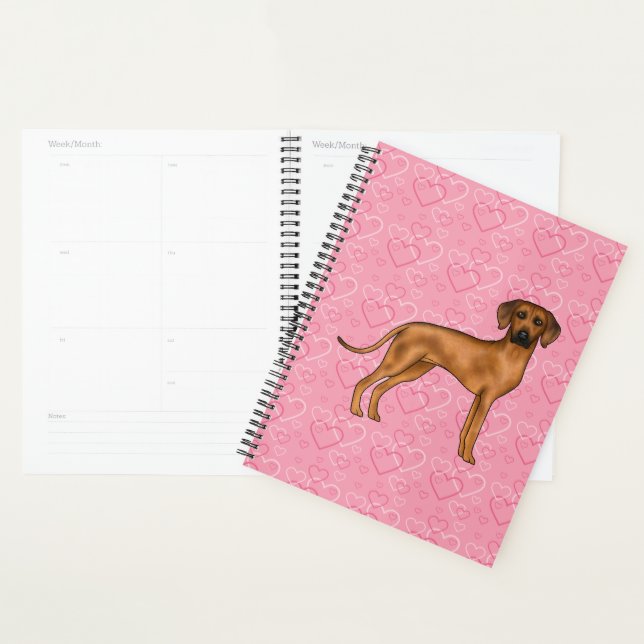 Agenda Ridgeback Dog Love Heart Pink (Exibição)