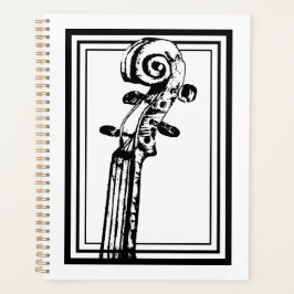 Agenda Rolagem de violino preto e branco com contornos pr