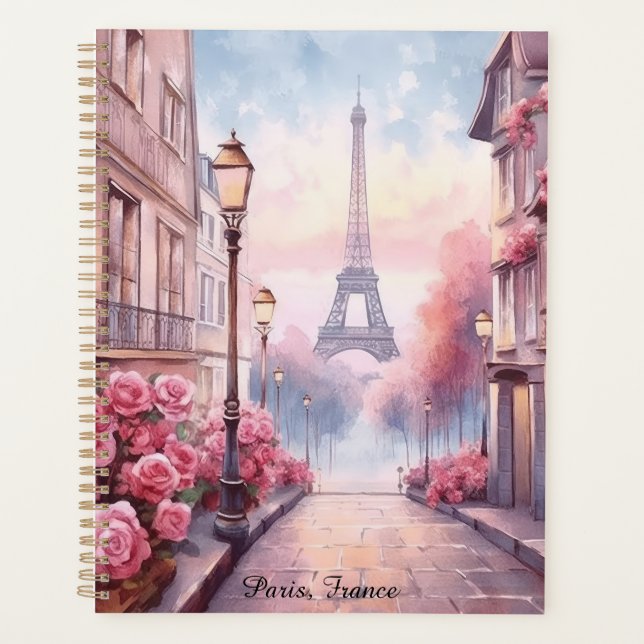 Agenda Romantic Paris France – Eiffel Tower Floral (Frente)