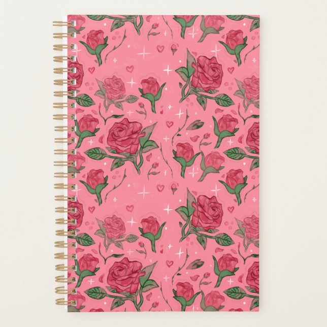 Agenda Romantic Pink and Red Roses Planner (Frente)