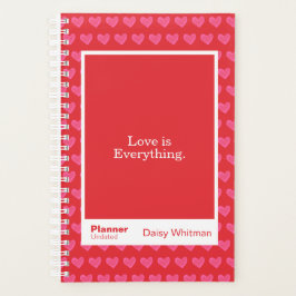 Agenda Romantic Red Minimalist Pink Heart Quote