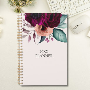 Agenda Romântico Vintage Boho Flores Roxas 2026