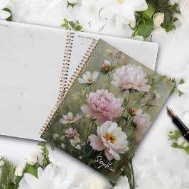Agenda Romântico Vintage Personalizado de Flor Silvestre