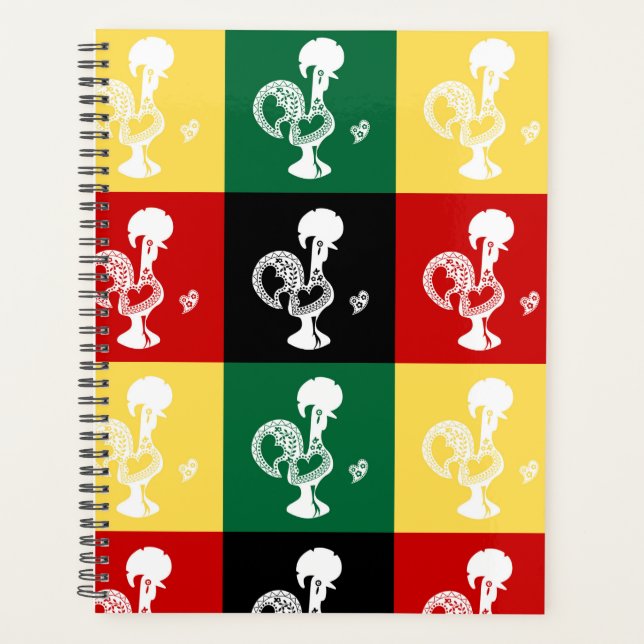 Agenda Rooster Português do Padrão Colorido de Barcelona (Frente)