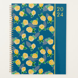 Agenda Rosa Amarelo Floral Botânico