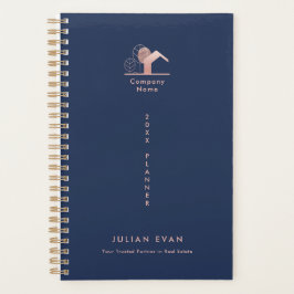 Agenda Rosa Azul Elegante Dourado Não Datado de 2025