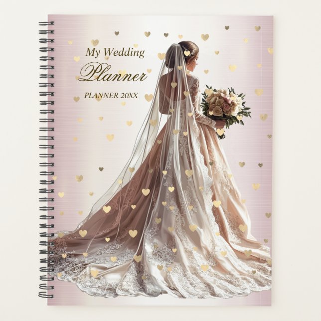 Agenda Rosa Casamento no inverno Noiva Ouro Shiny Heart P (Frente)