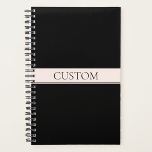 Agenda Rosa claro Blush Stripe e Texto Editável Elegante