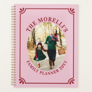 Agenda Rosa Claro e Oval Foto Família Carmesim