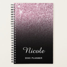 Agenda Rosa claro Negra - Ombre da Espuma Personalizado