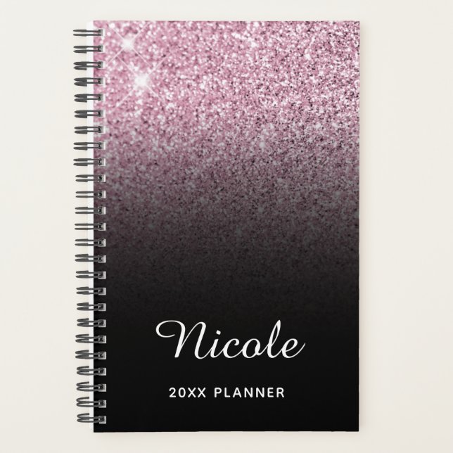 Agenda Rosa claro Negra - Ombre da Espuma Personalizado (Frente)