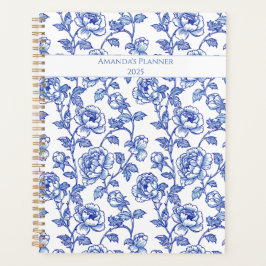 Agenda Rosa de Chinoiserie Azul e Branco