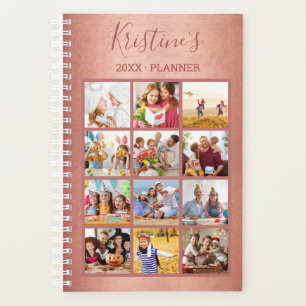 Agenda Rosa de Colagem de Fotos 12 com Rosa Dourado moder