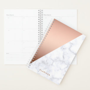 Agenda rosa de mármore branco geométrico do pintinho el