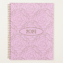 Agenda rosa de vidro estampado 2024: Rosa Dourado a rosa