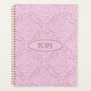 Agenda rosa de vidro estampado 2024: Rosa Dourado a rosa