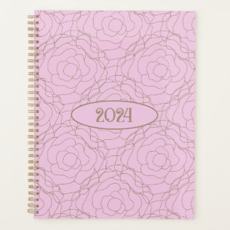 Agenda rosa de vidro estampado 2024: Rosa Dourado a rosa