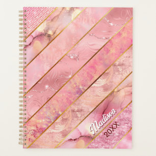 Agenda Rosa dourado-chic - geométrico elegante