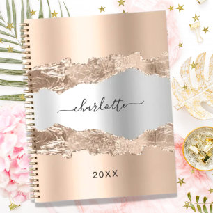 Agenda Rosa dourado, dourado, agate marble name 2022