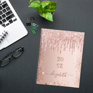 Agenda Rosa dourado glitter goteja glimus glimly luxúria