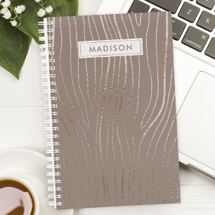 Agenda Rosa Dourado Grão de Madeira Abstrato Luxo Glam