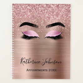 Agenda Rosa Dourado Lashes Belo Salão 2024 Planner