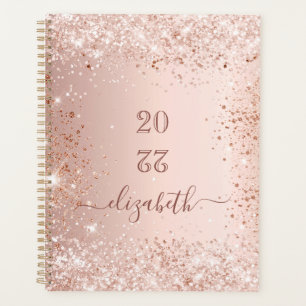 Agenda Rosa dourado poeira poeira cor-de-rosa nome 2022
