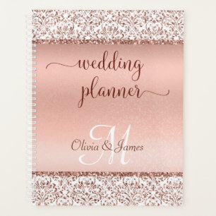 Agenda Rosa Dourado Tipografia Metálica Casamento com Lit