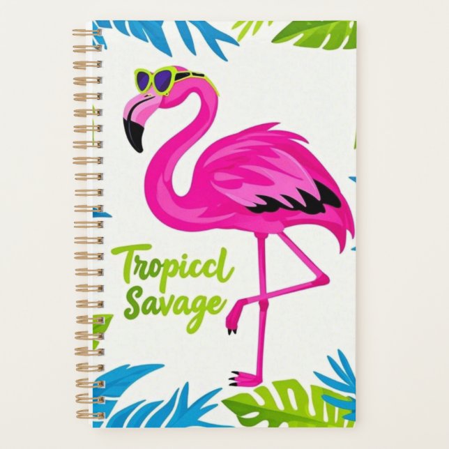 Agenda Rosa flamingo Tropical de pé numa perna (Frente)