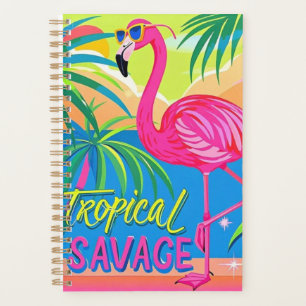 Agenda Rosa flamingo Tropical de pé numa perna