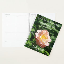 Agenda Rosa Floral Eclesiastes Rosa Pêssego Personalizado
