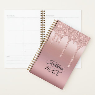 Agenda Rosa Glitter Pingente Personalizado