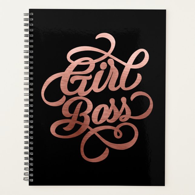 Agenda Rosa Gold Foil Girl Typografia Black (Frente)