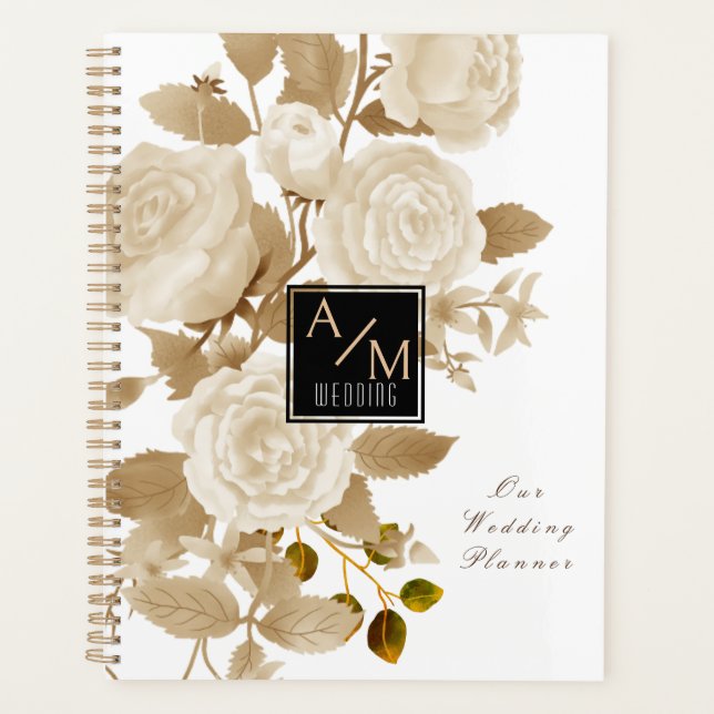 Agenda Rosa Monograma Elegante Branco (Frente)