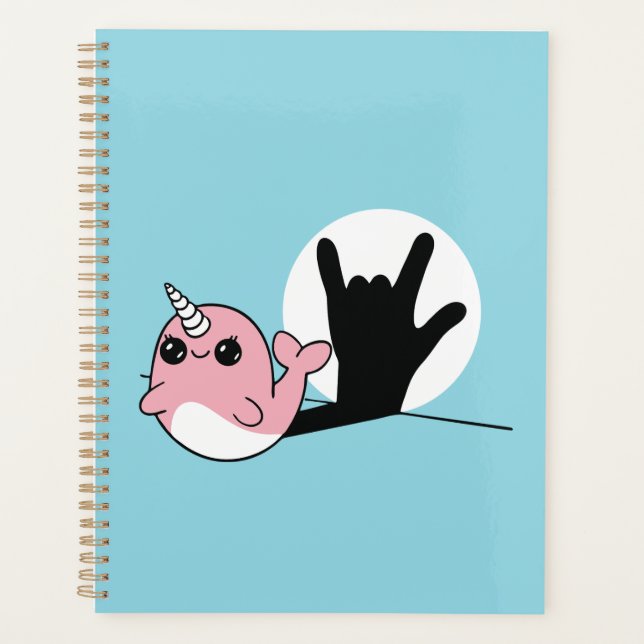 Agenda Rosa Narwhal ASL I Love You - Deaf Culture Design (Frente)
