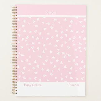 Agenda Rosa Pálido Feminino Minimalista Floral Grande