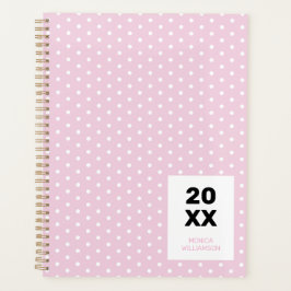 Agenda Rosa Pastel Branco Bolinhas Personalizado