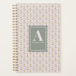 Agenda Rosa Pastel Padrão de Concha Floral Personalizado 