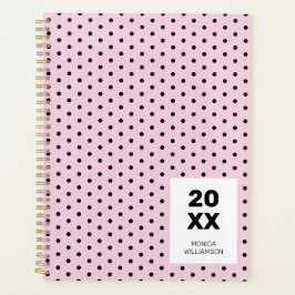 Agenda Rosa Pastel Pontos Pretos Personalizado